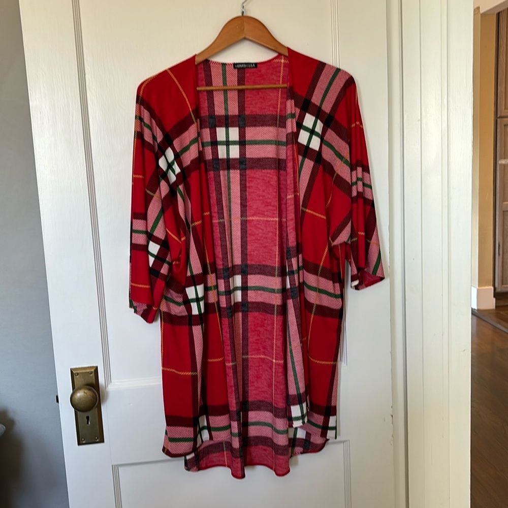 Heimish red plaid cardigan
